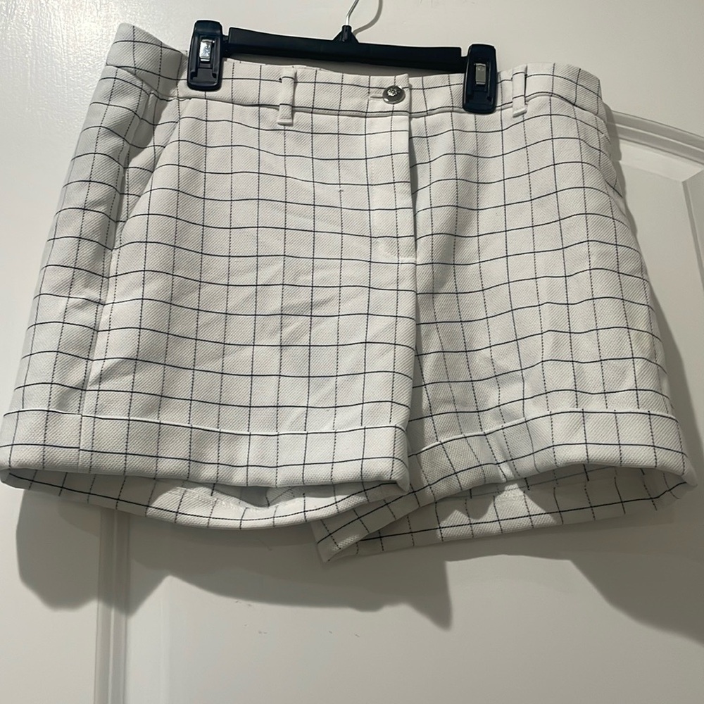 White House Black Market casual stretch shorts in black and white.